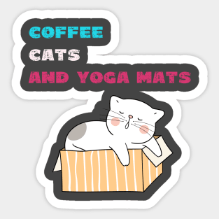 Coffee cats and yoga mats funny yoga and cat drawing Sticker